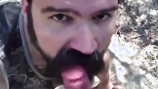Bearded Daddy Gives Facial in the Woods