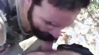 Bearded Daddy Gives Facial in the Woods