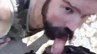 Bearded Daddy Gives Facial in the Woods