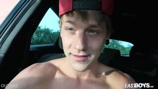 Outdoor big dick showing and juicy handjob