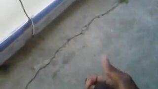 Huge Black Cock Masturbating and Cumming Outdoors