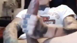 Latin Twink With Biggest Tattooed Cock Masturbates