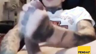 Latin Twink With Biggest Tattooed Cock Masturbates