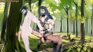 Centaur with Monster Dick Barebacks a Muscular Gay in the Woods All