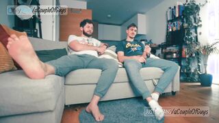 Got Hard Watching TV with my Guy / Mutual jerk-off / Helping