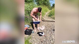 Hot Bruce Harrelson shirtless and muscle flexing