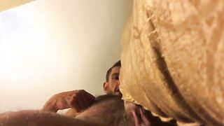 Muscular Blue-Eyed Hunk Masturbates with Pillow