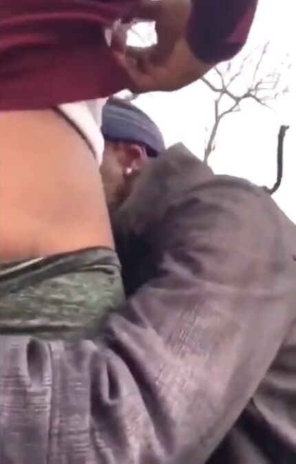 Older Black Man Sucks My Cock Outdoors for Cash