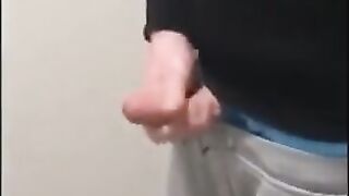 Twink cums in classroom after wanking in school bathroom