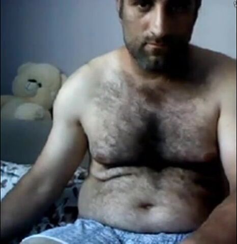 Big-Cock Turkish Bear Masturbates on Webcam