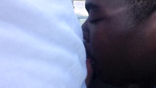 Chubby Gay Interracial Blowjob in Public