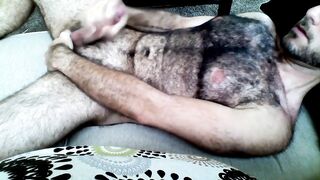 Hairy Horny Daddy Strokes His Big Cock
