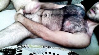 Hairy Horny Daddy Strokes His Big Cock