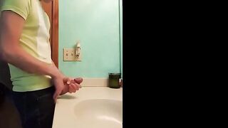 Big-Cock Latin Hunk Jerks Off in Bathroom
