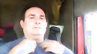 Bearded Truck Driver Jerks Off Alone