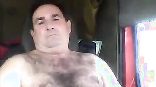 Bearded Truck Driver Jerks Off Alone