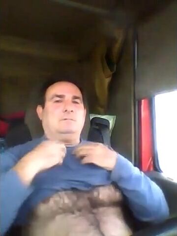 Bearded Truck Driver Jerks Off Alone