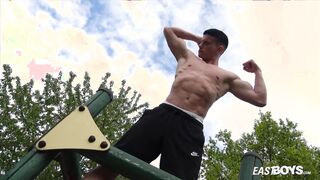 Hot muscle czech boy flexing his muscles
