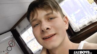 Handsome teen boy handjob his big dick