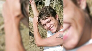 Two nude teen guys have fun on the beach