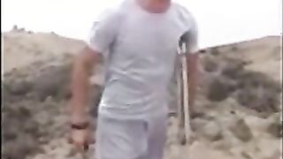 Hunk with a Big Bulge Outdoors