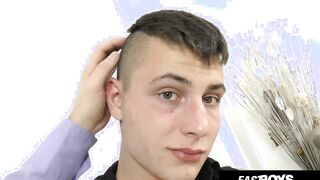 Teen muscle boy with huge dick gets handjob