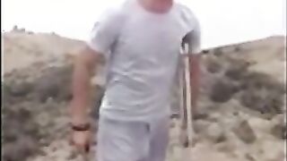 Hunk with a Big Bulge Outdoors