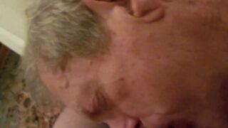 Grandpa Sucks Trucker's Big Cock, Swallows His Cum