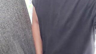Pissing in public bathroom big balls latino outdoor