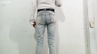 Delicious jerk off after peeing my pants with my cloth nappy