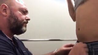 Bear and Twink in a Bathroom Stall