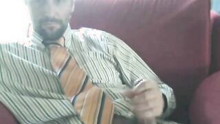 Amateur Bear Daddy Jerks Off in Suit