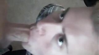 Twink Sucks Big Cock, Amateur Blowjob with CIM and Swallow