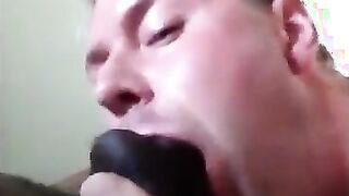 Amateur White Guy Sucks a Big Black Cock