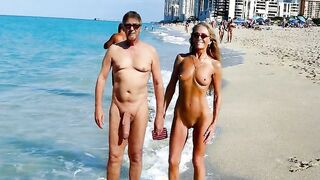 Ric flashing cock on the beach with milf