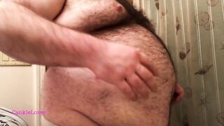 Fat Bear Strokes Clitty and Plays with Belly and Breasts