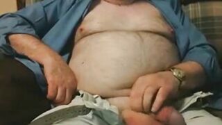 Hairy Grandpa Bear Strokes His Big Cock