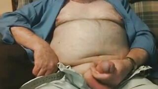 Hairy Grandpa Bear Strokes His Big Cock