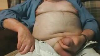 Hairy Grandpa Bear Strokes His Big Cock