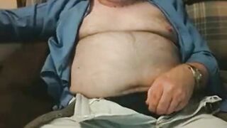 Hairy Grandpa Bear Strokes His Big Cock