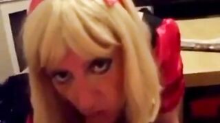 Submissive Crossdresser's Blowjob Training