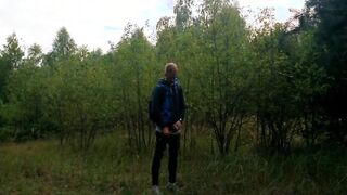 Outdoor Twink Peeing in the Woods
