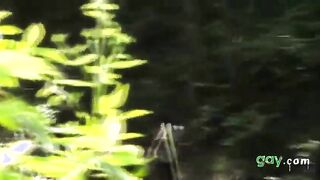 Japanese Grandpa Strips Outdoors