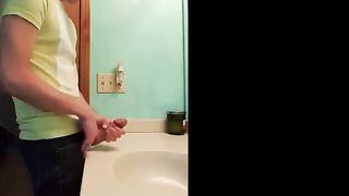 Big-Cock Latin Hunk Jerks Off in Bathroom