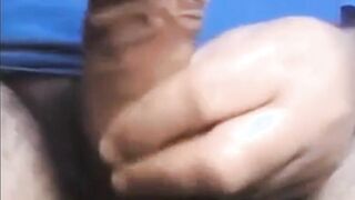 Daddy shows off his thick uncut cock on webcam