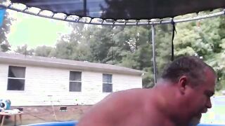 Bearded Daddy Plays Naked by the Pool