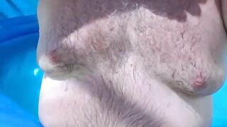 Bearded Daddy Plays Naked by the Pool