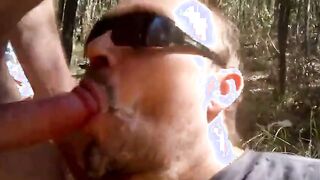 Big-Cock Blowjob in the Woods with a Buddy