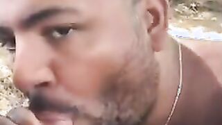 Bear Sucks and Swallows Outdoors
