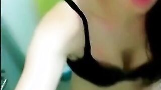 Asian Crossdresser Masturbates in Restroom